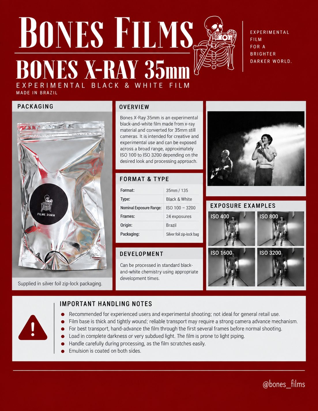 Bones X-Ray 35mm spec sheet